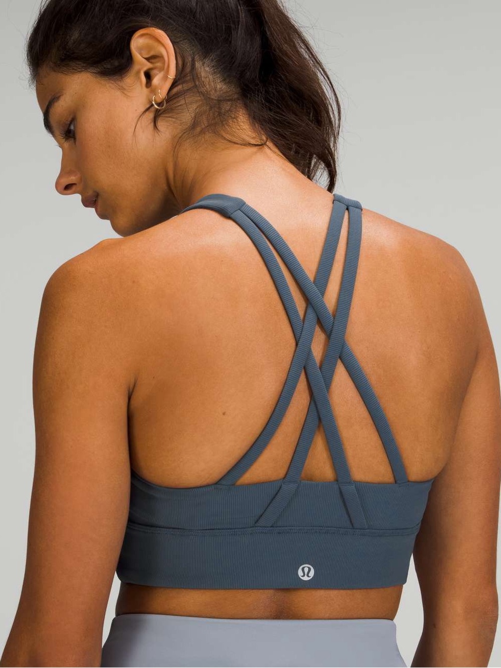 lululemon Energy High-Neck Longline Bra Grey Sage Size 4 - Picture 2 of 6